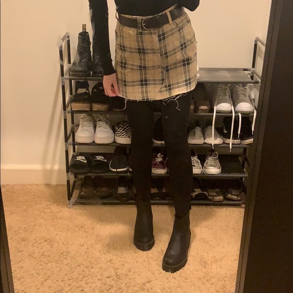 Plaid denim mini skirt NWOT - Picture 2 of 3